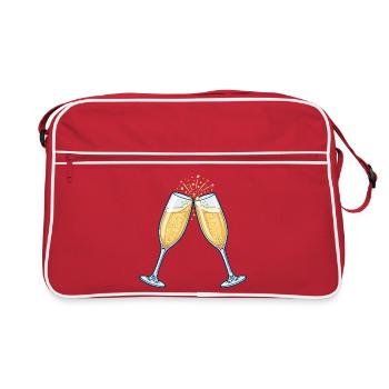 Sektgläser Anstoßen Feier - Retro Tasche - Rot/Weiß - Vorne