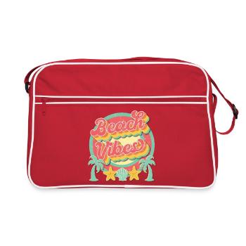 Ambiance de plage Coucher de soleil rétro en palmier - Sac Retro - rouge/blanc - Devant