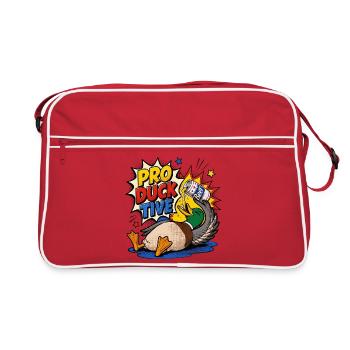 Ducks, Beer Drinking, Beer Lover, Pro-duck-tive - Retro Bag - red/white - Front