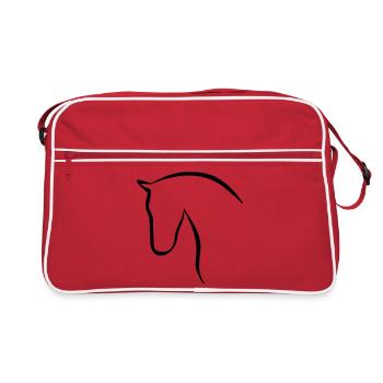 Pferd elegante Silhouette Pferdekopf - Retro Tasche - Rot/Weiß - Vorne