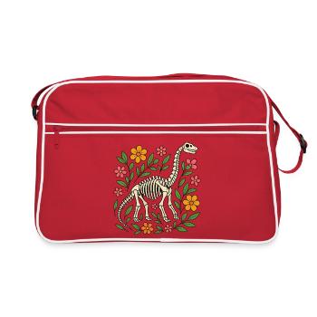 Squelette de Brachiosaurus avec des fleurs - Sac Retro - rouge/blanc - Devant