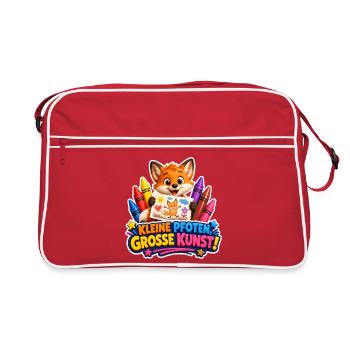 Kreativer Fuchs kleine Pfoten ganz grosse Kunst - Retro Tasche - Rot/Weiß - Vorne