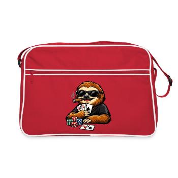 Paresseux cool jouant au poker - Sac Retro - rouge/blanc - Devant