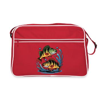 Barsch Angeln - Retro Tasche - Rot/Weiß - Vorne