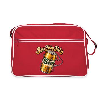 Beer Fishy Fishy Keg Design - Retro Tasche - Rot/Weiß - Vorne