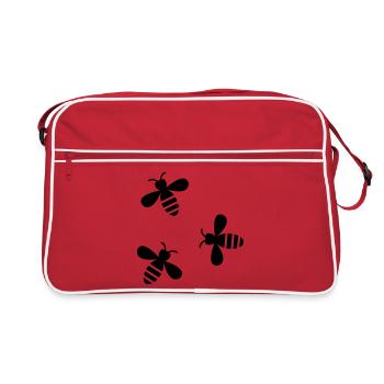 Bienen - Retro Tasche - Rot/Weiß - Vorne