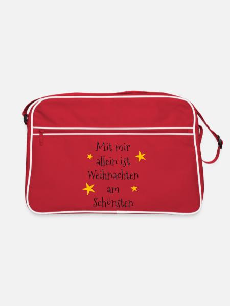 Mit mir allein ist Weihnachten am schönsten - Retro Tasche - Rot/Weiß