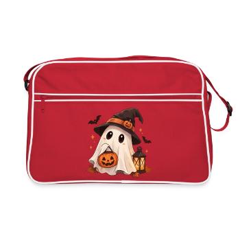Süßer Geist mit Hexenhut - Retro Tasche - Rot/Weiß - Vorne