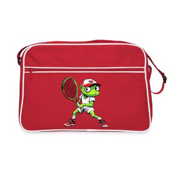 Chamäleone Tennis / Tennisspieler Chamäleon - Retro Tasche - Rot/Weiß - Vorne