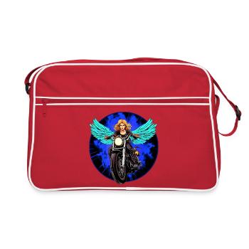 Engel Motorradfahrer - Retro Tasche - Rot/Weiß - Vorne