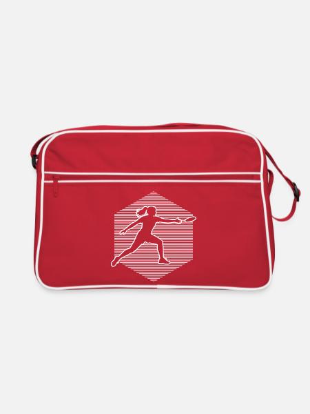Scheibensport Geschenk für eine Ultimate-Spielerin - Retro Tasche - Rot/Weiß
