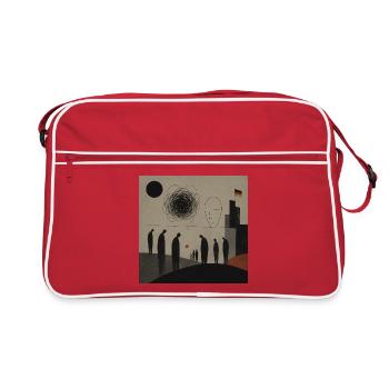 Abstrakte Silhouetten über Stadthorizont - Retro Tasche - Rot/Weiß - Vorne