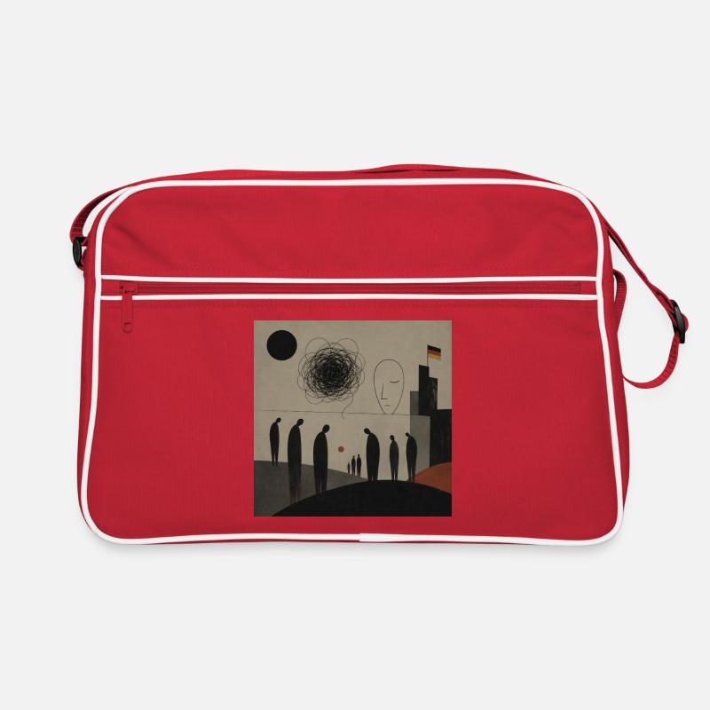 Abstrakte Silhouetten über Stadthorizont Retro Tasche