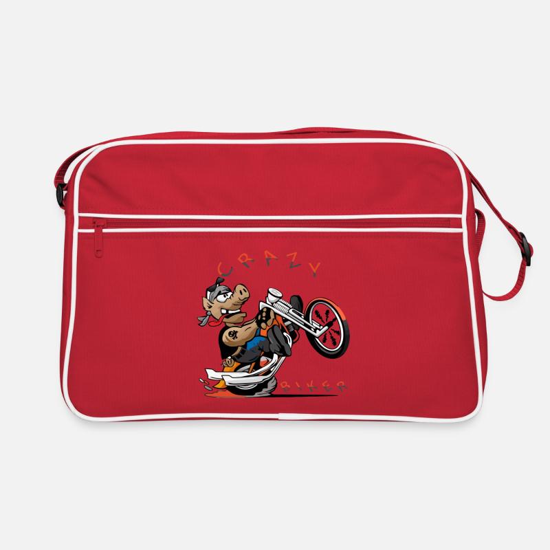 Dessin animé Motard Wild Dog - Sac Retro - rouge/blanc