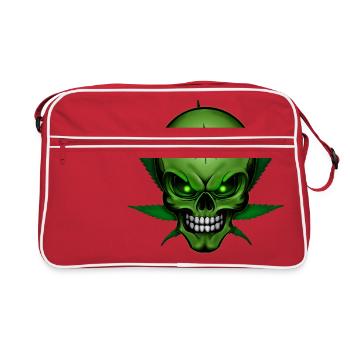 Hanf Totenkopf 001 - Retro Tasche - Rot/Weiß - Vorne
