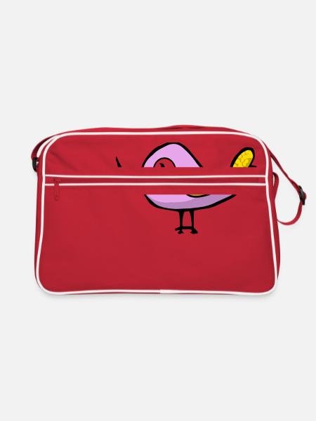 bird vogel voegel animal tiere7 - Retro Tasche - Rot/Weiß - Vorne