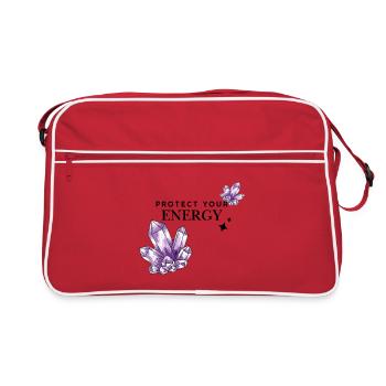 Violet crystal clusters on black - Retro Bag - red/white - Front