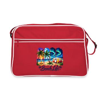 Beach Life: Sunset & Camper - Retro Bag - red/white - Front