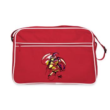 Abstrakt - Gesicht - Retro Tasche - Rot/Weiß - Vorne