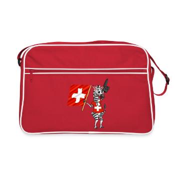 Schweizer Zebra - Retro Tasche - Rot/Weiß - Vorne