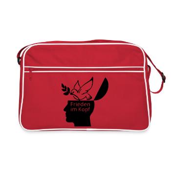 Frieden Peace Liebe Friede Weltfrieden - Retro Tasche - Rot/Weiß - Vorne