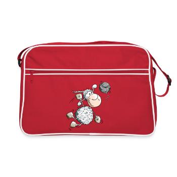 Funny Sports Sheep - Retro Bag - red/white - Front