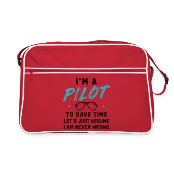 I am a Pilot - Retro Tasche - Rot/Weiß - Vorne