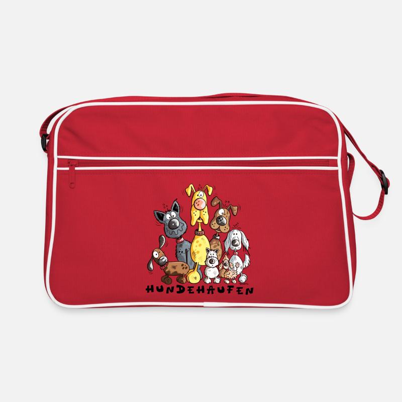 Hundehaufen - Retro Tasche - Rot/Weiß