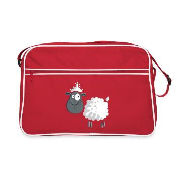 Schaf auf der Weide - Retro Tasche - Rot/Weiß - Vorne