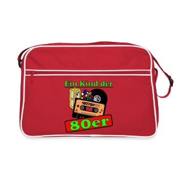 80er Party,Fun Shirt,Ein Kind der 80er (25) - Retro Tasche - Rot/Weiß - Vorne