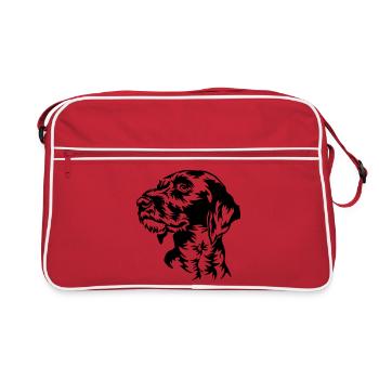 German Wirehaired Pointer head - Retro Bag - red/white - Front
