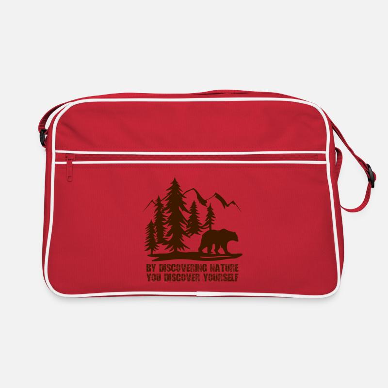 Indem Sie die Natur entdecken, entdecken Sie sich selbst - Retro Tasche - Rot/Weiß