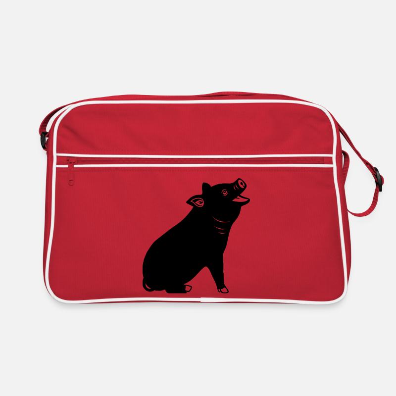 Cheerful pig logo Shadow image Retro Bag