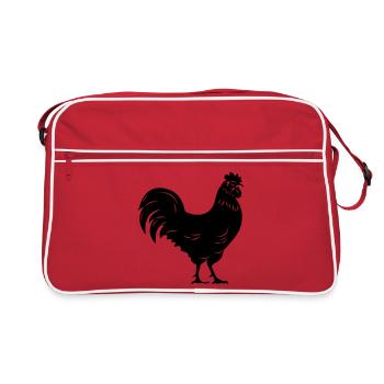 Rooster black transparent Shadow image - Retro Bag - red/white - Front