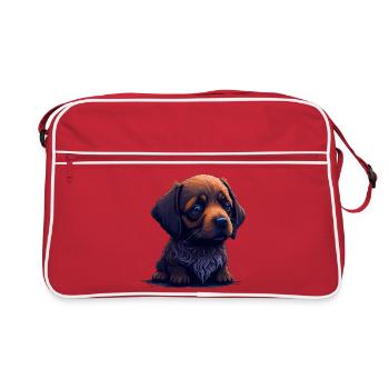 Teckel dans le style numérique - Sac Retro - rouge/blanc - Devant