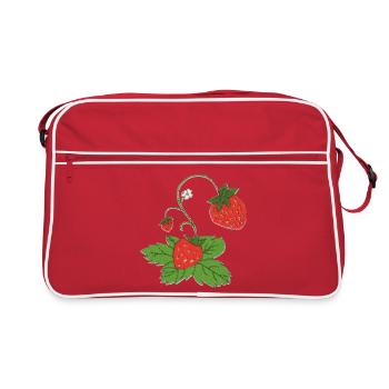 erdbeerpflanze impressionismus - Retro Tasche - Rot/Weiß - Vorne