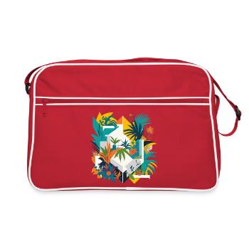 Geometrischer Dschungel - Retro Tasche - Rot/Weiß - Vorne