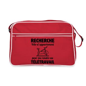 télétravail, travail humour, humour de bureau - Sac Retro - rouge/blanc - Devant