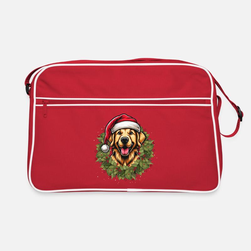Golden Retriever at Christmas 🎄 Retro Bag