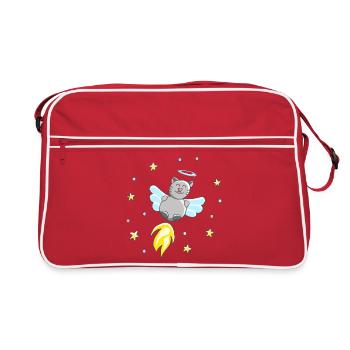 Engel - Katze süßes Motiv - Retro Tasche - Rot/Weiß - Vorne