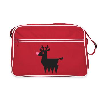 Renne Rudolf logo L noir avec nez rose fluo - Sac Retro - rouge/blanc - Devant