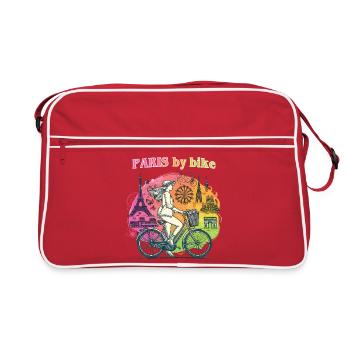 Paris mit dem Fahrrad Rainbow City Ride - Retro Tasche - Rot/Weiß - Vorne