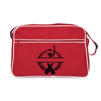 Snorkel goggles in laurel wreath name banner - Retro Bag - red/white - Front
