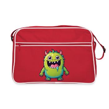 Mignon Enfants Dessin Animé Monstre - Sac Retro - rouge/blanc - Devant