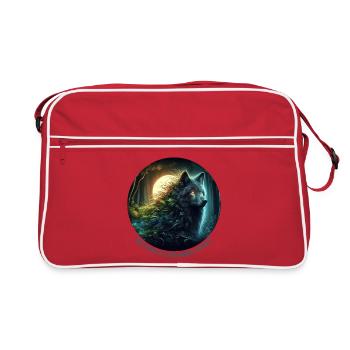 The Wolf in the Night Forest - Retro Bag - red/white - Front