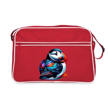 Papageitaucher - Retro Tasche - Rot/Weiß - Vorne