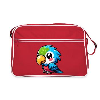 Papagei - Retro Tasche - Rot/Weiß - Vorne