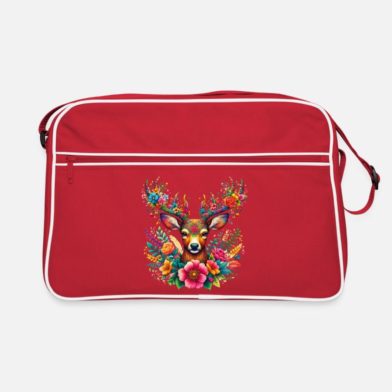 Cerf décoré de fleurs Sac Retro