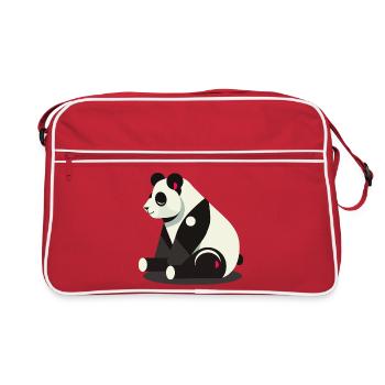 Geometric Panda – Minimalist and Cute - Retro Bag - red/white - Front