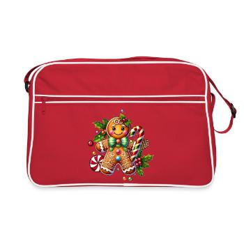 Joyeux bonhomme en pain d’épice avec canne à sucre - Sac Retro - rouge/blanc - Devant